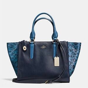 Coach Crosby Carryall Bag in Navy Python Leather. #36571. Unused.
